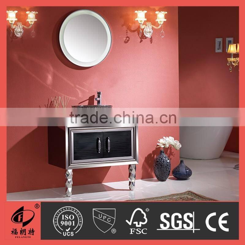 Floor mounted with natural mable top stainless steel vanity T-6615