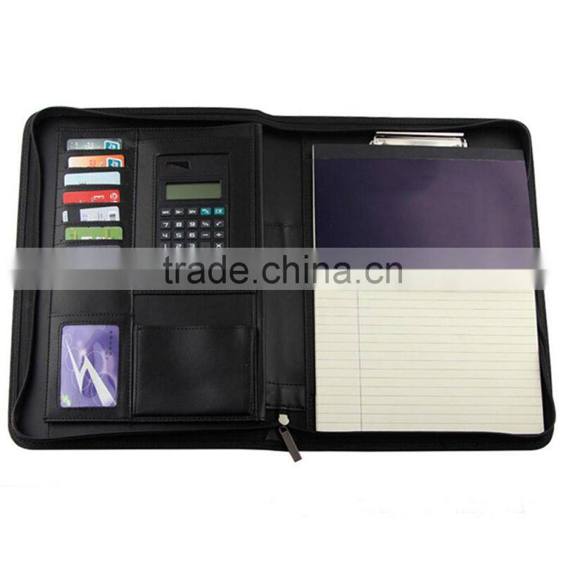 Boshiho PU A4 leather portfolio with custom zipper case