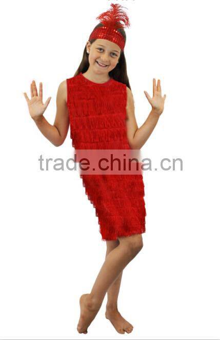 2015 hot sale Child fancy dress Black Fringed Flapper Dress