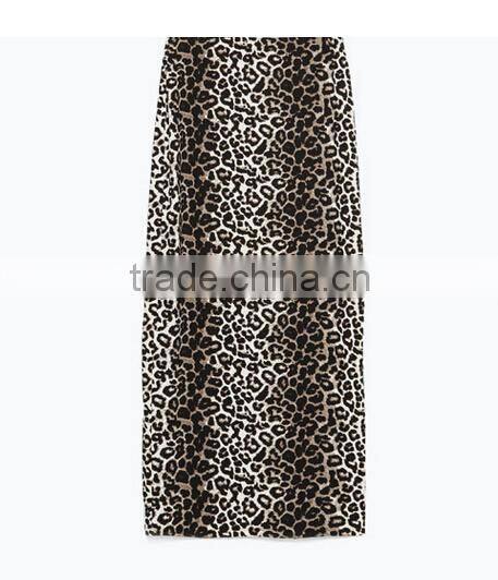 Guangzhou Supplier Sexy Ankle-Length leopard print Straight skirts fashion women long skirts customized