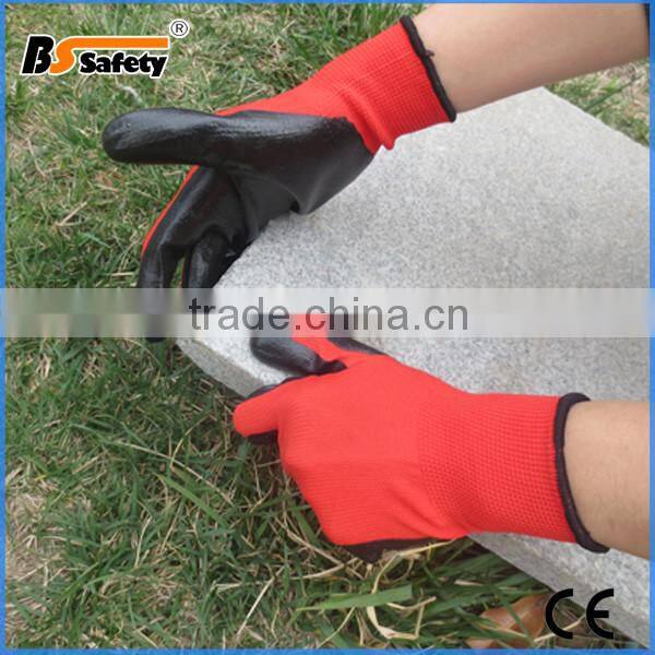 Garden Builders black nitrile coated nylon work safety gloves