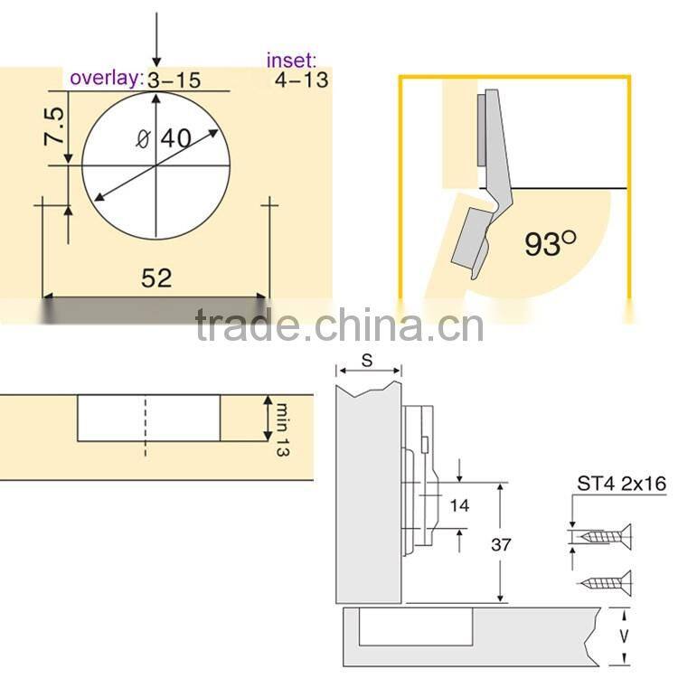 Furniture Hinge Type Cabinet Door Hinge for Thick Door