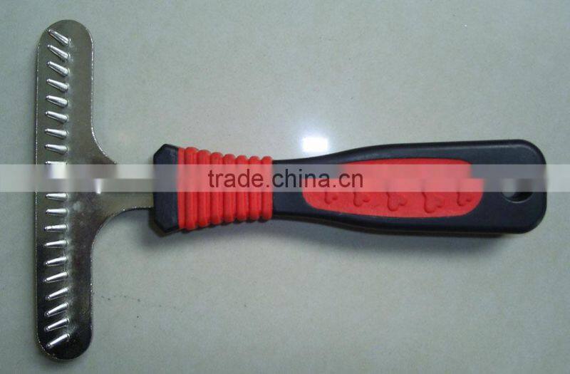 plastic handle metal pet rake comb