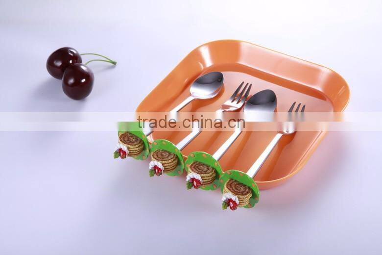 Customized designs products stainless steel cutlery with polyresin head, 6pcs cutlery set wholesale