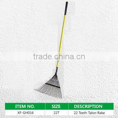 carbon steel leaf grabber rake with wooden handle farming rake