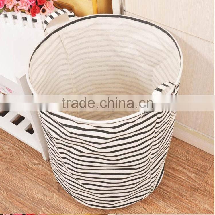 Promotion gift Foldable Cotton canvas Linen fabric kids children baby clothing toy storage basket