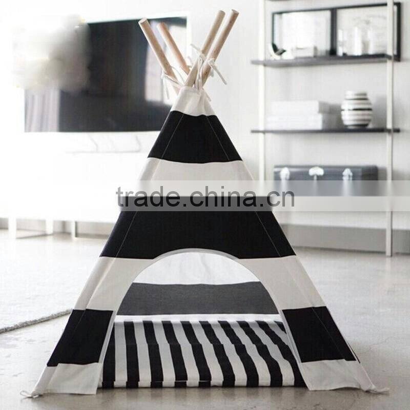 New stripe and dot luxury dog teepee bed tent house for vats pet carrier cage play tunnel