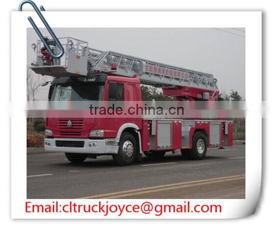Howo 32m fire truck with aerial ladder, Sino fire sprinkler truck