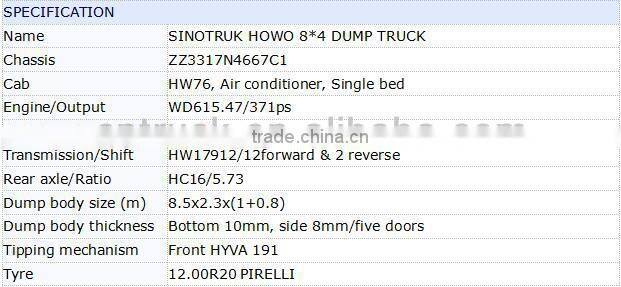 SINOTRUK HOWO 25t 6X4 DUMP TRUCK / TIPPER TRUCK / HEAVY DUTY TRUCK