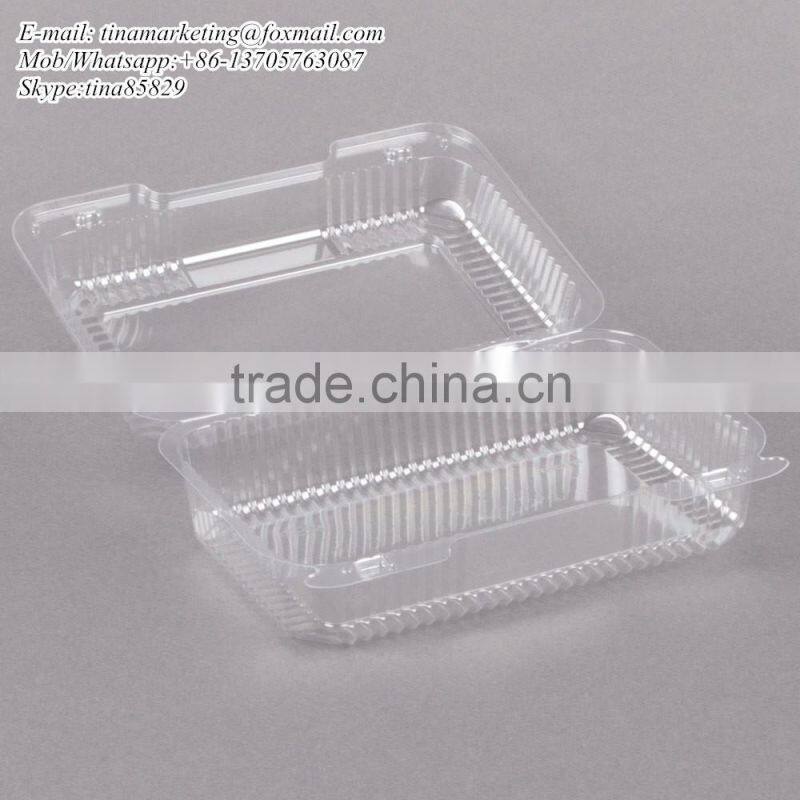 OPS Plastic Clear Clamshell Cake Container with Dome Hinged Lid Cheap Price