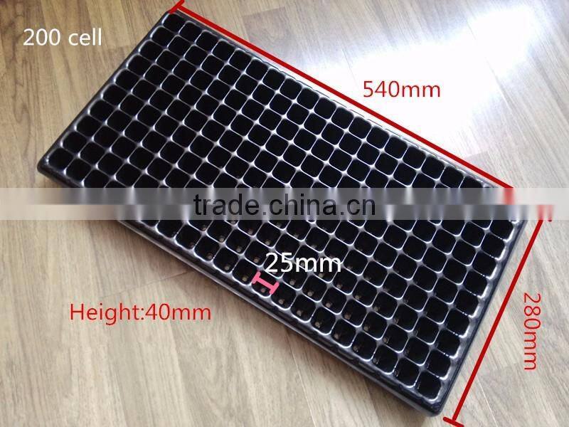 Eco-friendly 200 cell black plastic nursery plug tray