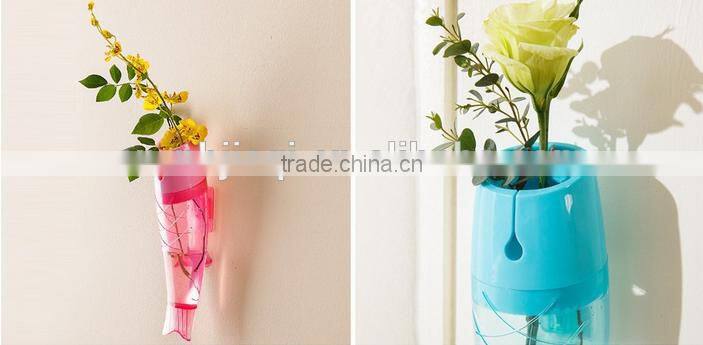 Multicolor transparent wall-hanging plastic vase