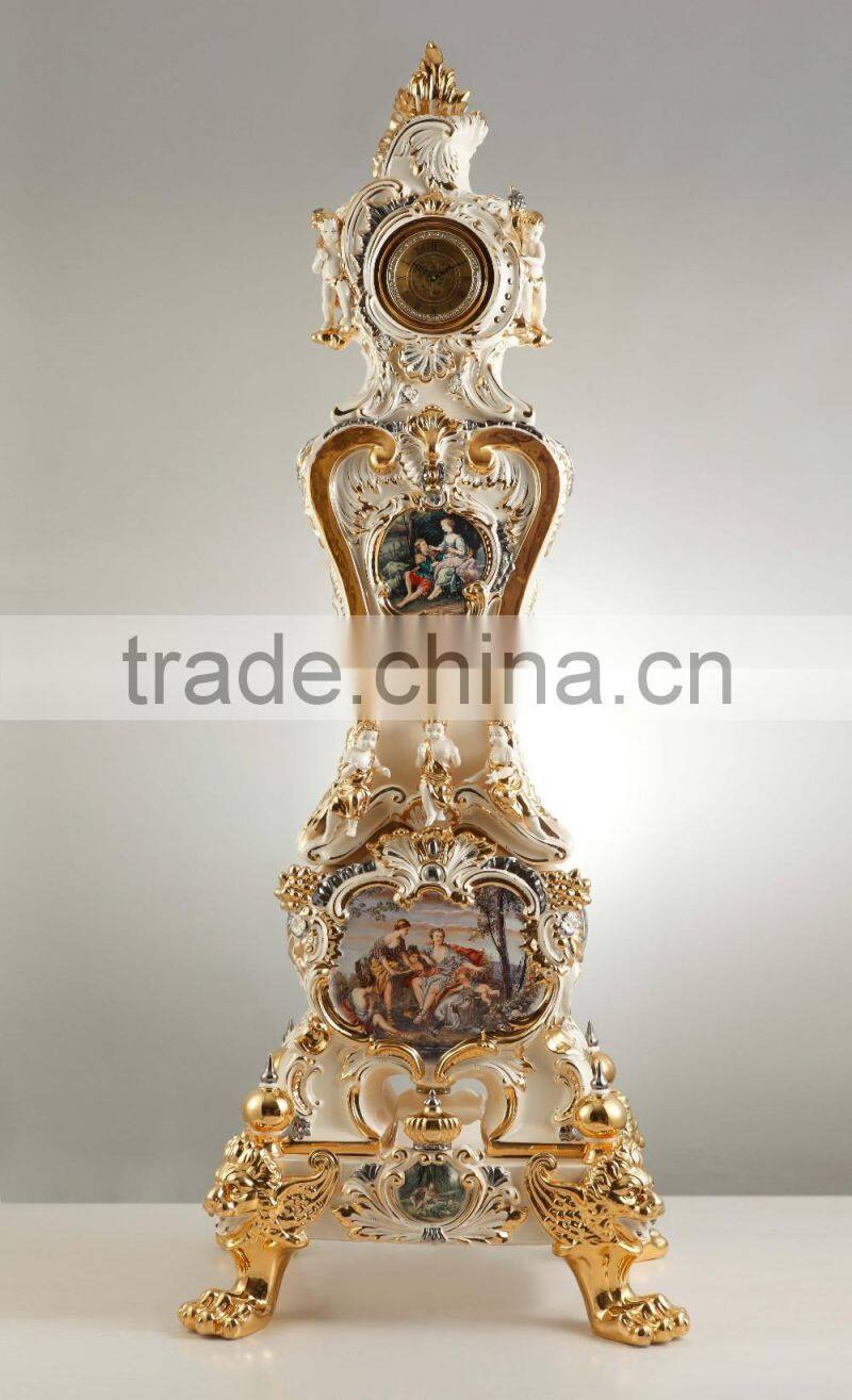 European Character Design Ceramic Floor Clock, Ornate Porcelain figurine Big Ben,Grandfather Clock With The Innocent Cherub