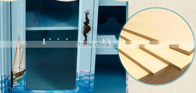 Mediterranean Style Sideboard, Sailing Boat Handpainting Dining Room Cupboard, Wooden Double Door Kitchen Cabinet (BF01-X1150)