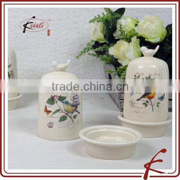 rooster ceramic butter dish set