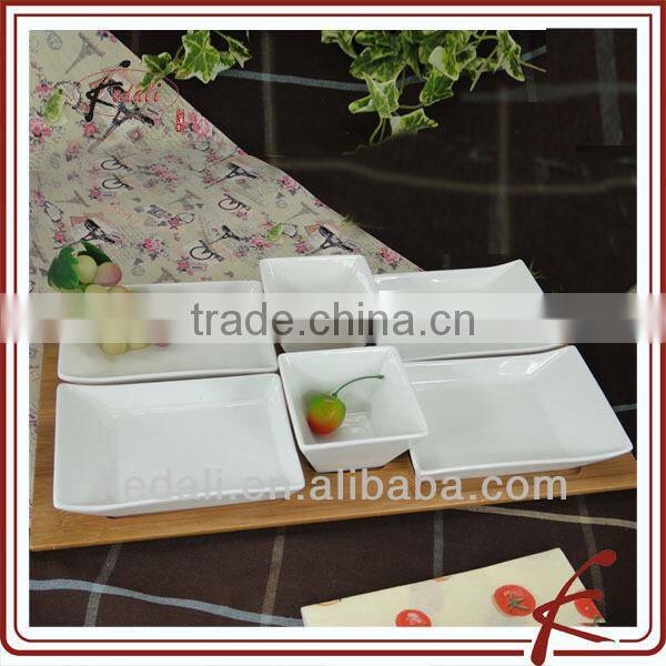 New White Ceramic Porcelain Tableware Dinnerware Dish with Bamboo