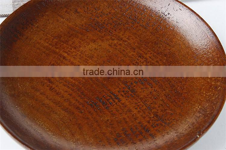Wholesale Japanese Style Dessert Saucer Wood food plate, Round Wooden Small Dish for Afternoon Tea