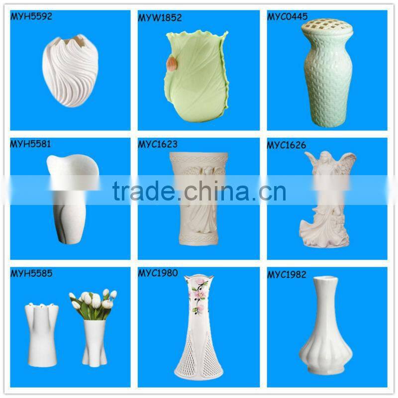 White porcelain antique ceramic gourd ceramic oriental glazed flower vase