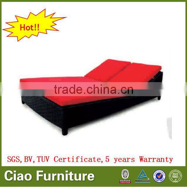outdoor pool rattan double red sun lounger furniture