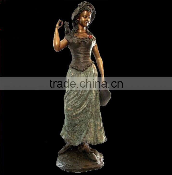 Casting large lady outdoor brass sculpture in sculptures