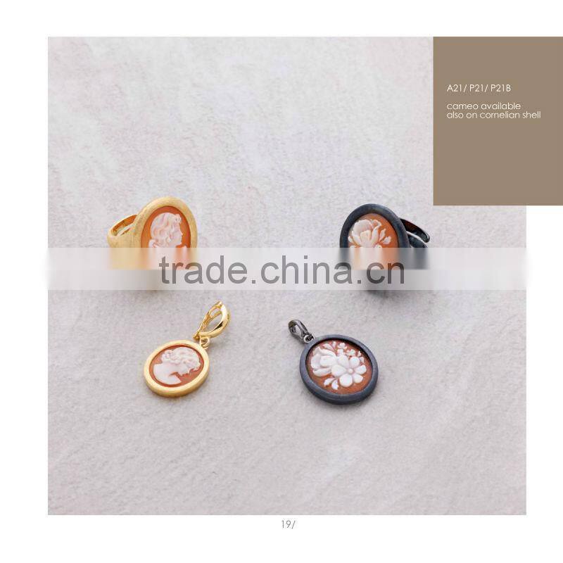 Classic 925 Sterling Silver Small Alphabet Cameo Ring Made in Italy A23 cameo 13mm, A51 cameo 14mm & A25 cameo 16mm