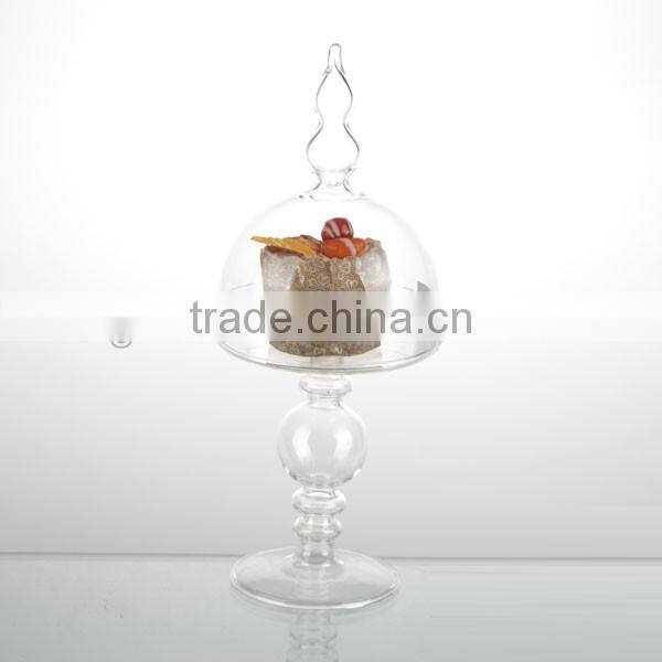 top grade high temperature resistance cake dome set glass cover with glass pedestal