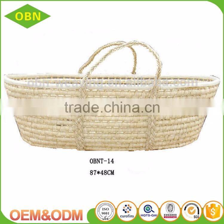 Wholesale China 100% handmade eco-friendly maize baby mose basket with handles