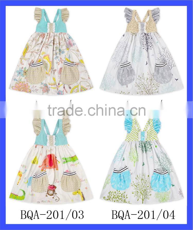 Peasant Flutter Shoulder Halter Floral Girls Summer Dress