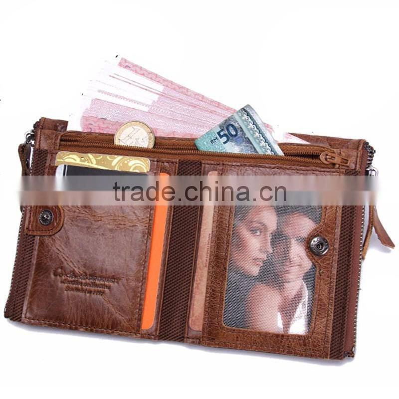 Manufacture custom logo leather brown men formal wallet and coin pocket