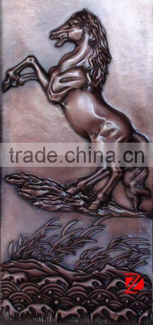 Bronze wall art sculpture metal horse relief statues