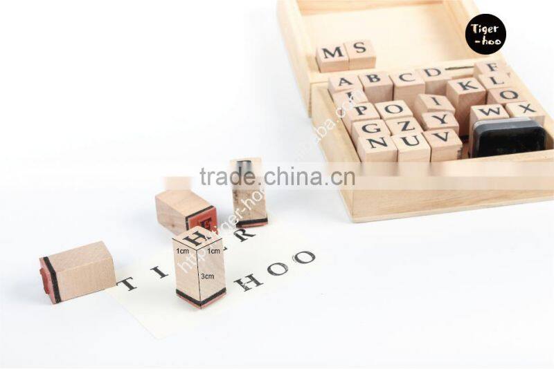 ALPHABET Rubber Stamp Set, 1Set Of 26 pcs Handwriting Upper Case Alphabet Wooden Rubber Stamp Box,