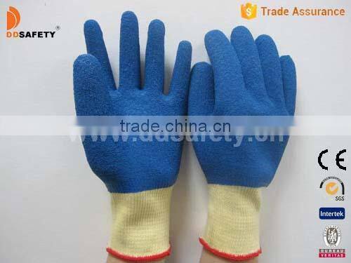 DDSAFETY Latex Coated Gloves Yellow T/C Shell Safety Gloves