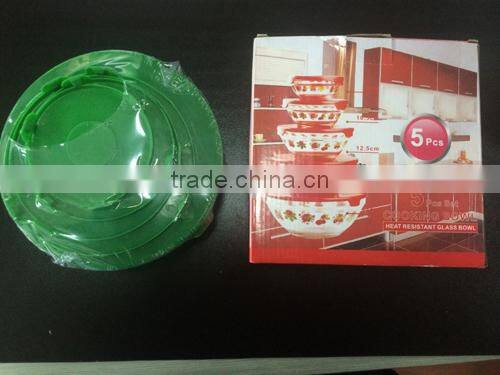 2014 hot 5pcs set cooking bowl/heat resistant glass bowl