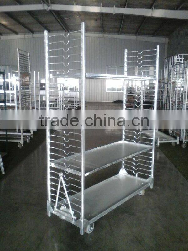 Popular items metal sheet shelving flower cart with side frames