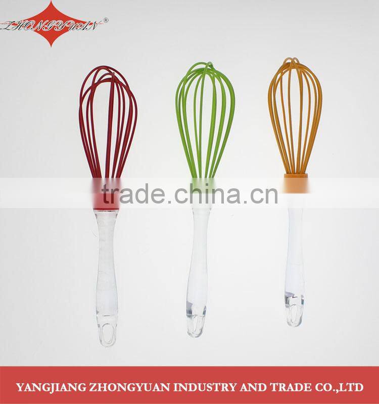8.5-inch silicone coated wires egg whisk with stainless steel handle