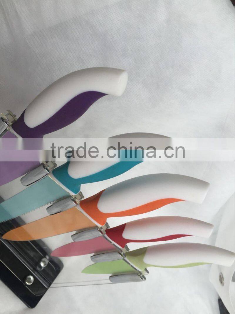 5pcs knife steel set with wood block