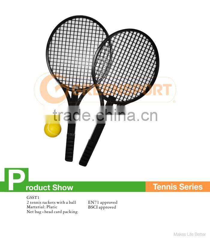 Tennis set black plastic tennis rackets with PU tennis ball GSSTI