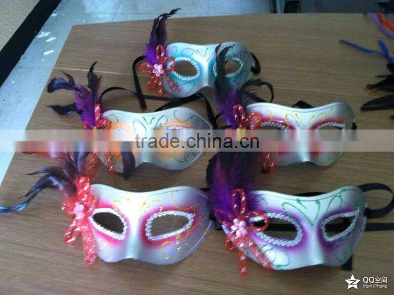 party mask with feather decoration accessory