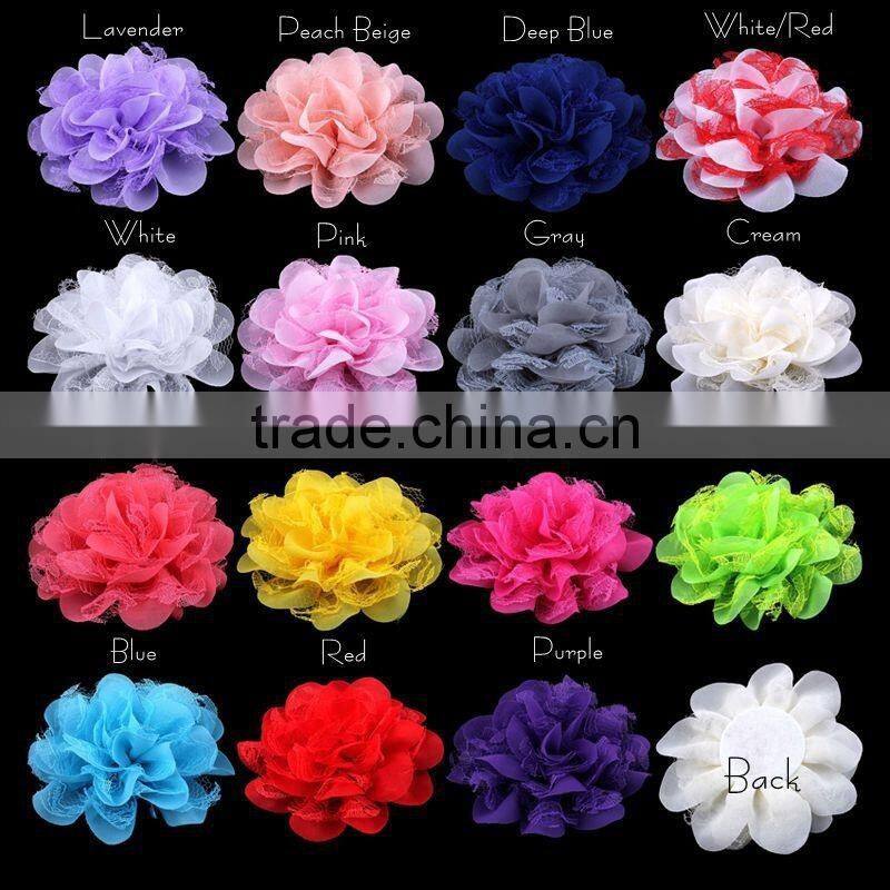 chiffon and lace flower clip for kids hair accessories for baby girl