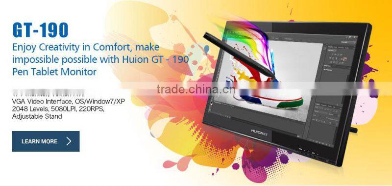 Huion GT-190 19'' 1440 x 900 TFT VGA 2048 Levels for education and drawing Graphic Tablet Monitor LCD pen Display