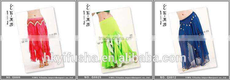 Hot selling modern dance costumes,ladies gorgeous paillette belly dance skirt with slit