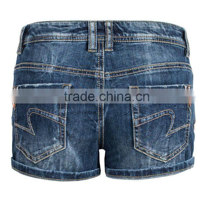 2015 Classic Cotton short wash denim jeans for women