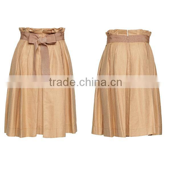 OEM/ODM clothing direct manufacturer custom-made your own design latest design waist strap khaki lady pleated long skirt