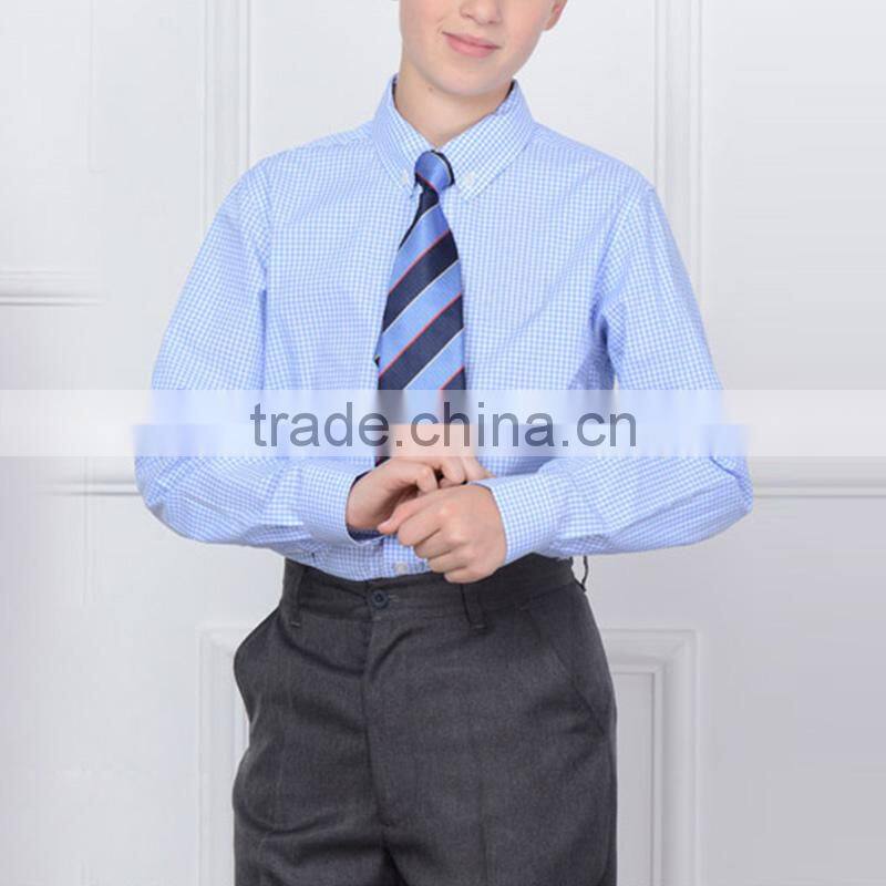British style 2017 spring school boys shirt long sleeved cotton plaid shirt