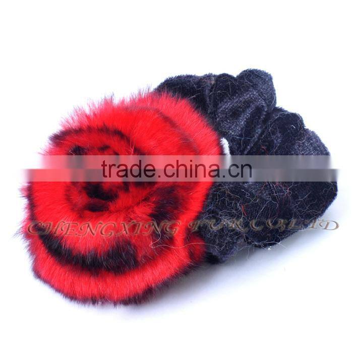 CX-E-33 Rabbit Fur Flower Elastic Hair Accessories For Women