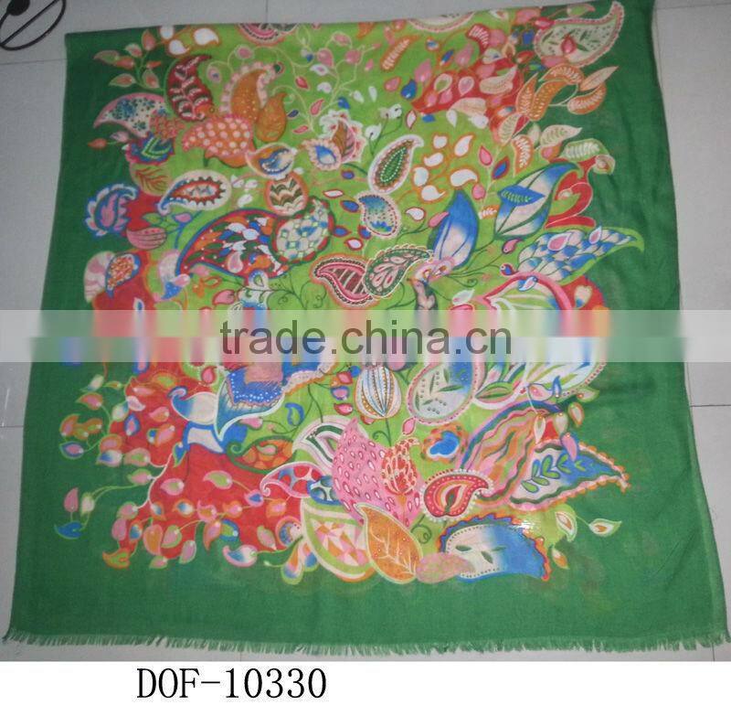 Fashion designer shawl with flower printing as twill pattern