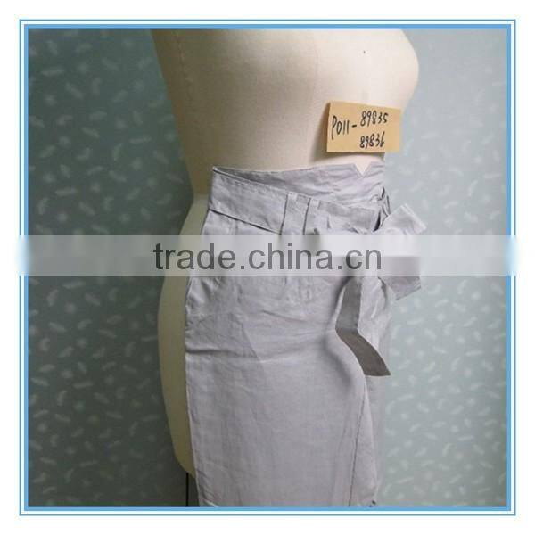 Hot Sales Plus Size Casual Side Pocket Straight Linen Pants For Lady