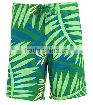 2017 new arrival swim&beach wear leaf print custom mens surfing shorts