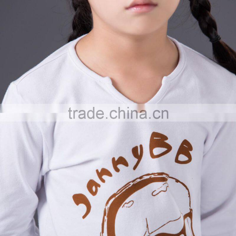 JannyBB Pattern printed pure cotton white long sleeve baby girl shirt kids