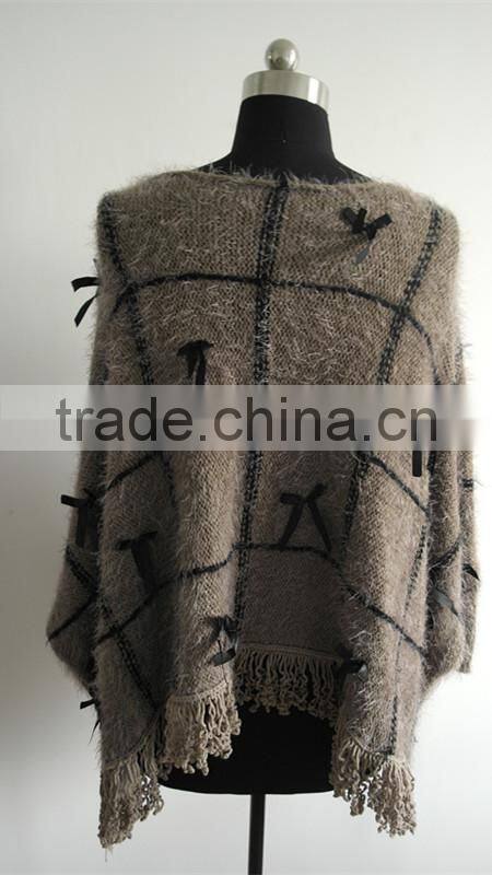 2014 Fashion ladies fancy knitted poncho pullover